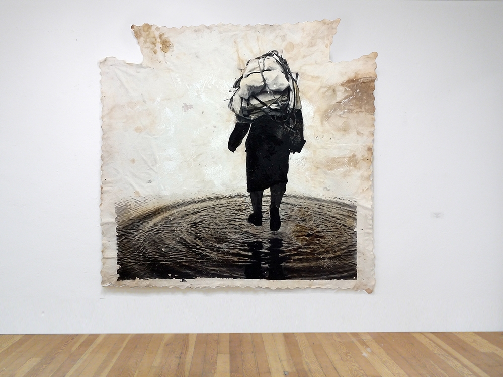 LIGHTNESS OF BEING, Photomontage Mixed Media on Found Fabrics, 2014, 76 IN x 79 IN